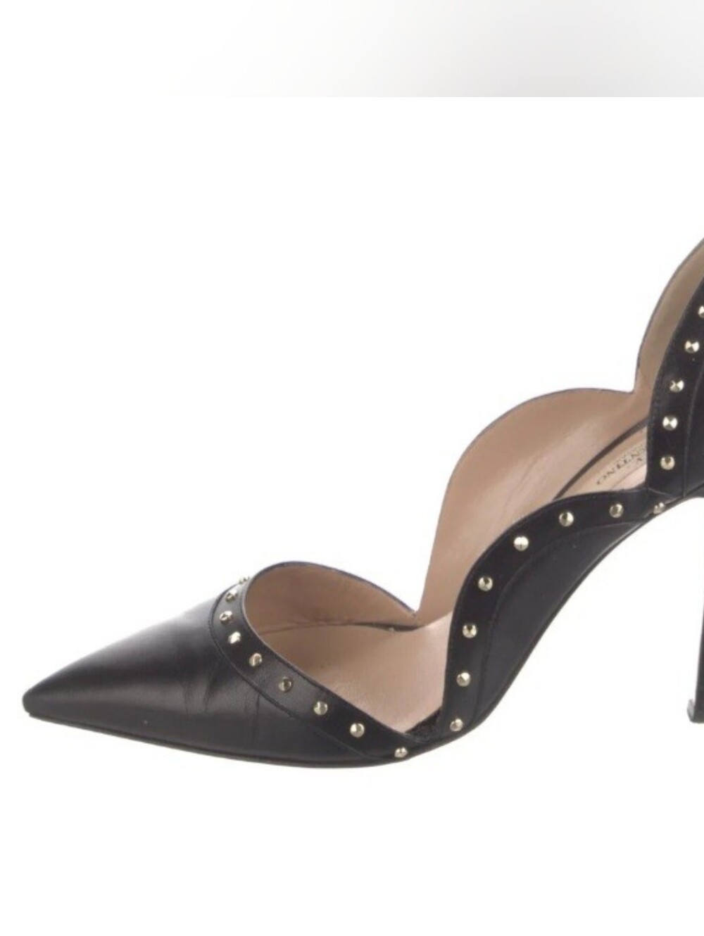 Valentino Garavani Leather D'Orsay Pumps With Gold Studs